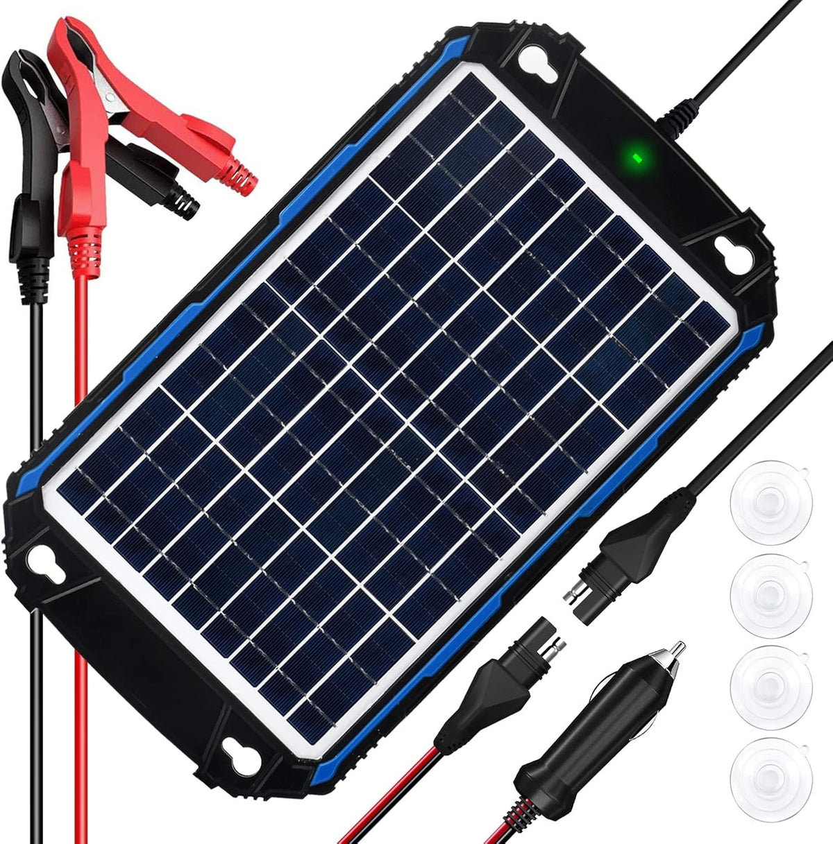 SUNER POWER Waterproof 12W 12V Solar Battery Charger & Maintainer Pro, Built-in UltraSmart MPPT Charge Controller, 12 Volt Solar Panel Trickle Charging Kits for Car Automotive Boat Marine RV Trailer