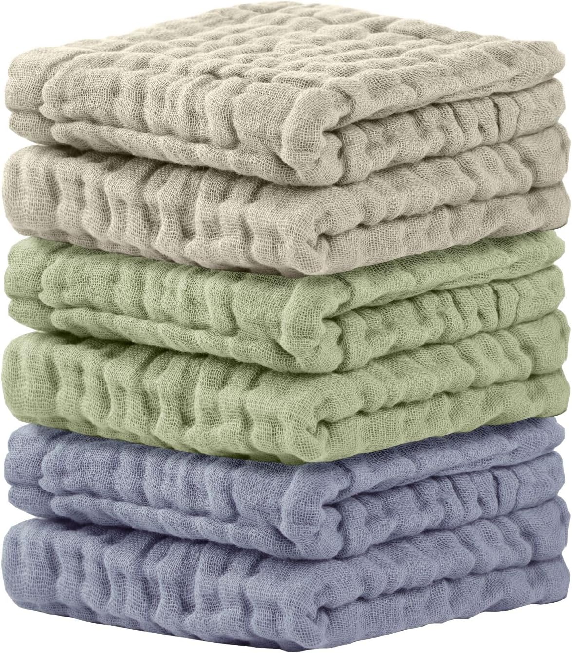 Cuddle Campus 6 Pack Muslin Baby Washcloths, Burp & Wash Cloths for Babies