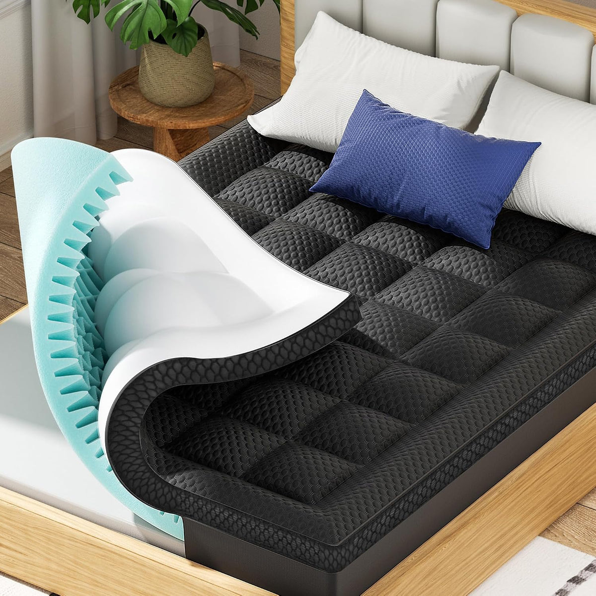 BEDELITE Dual Layer King Size Memory Foam Mattress Topper