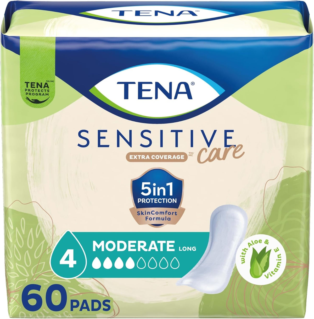 TENA Sensitive Care Moderate Incontinence Pads for Women, Regular, 216 ct