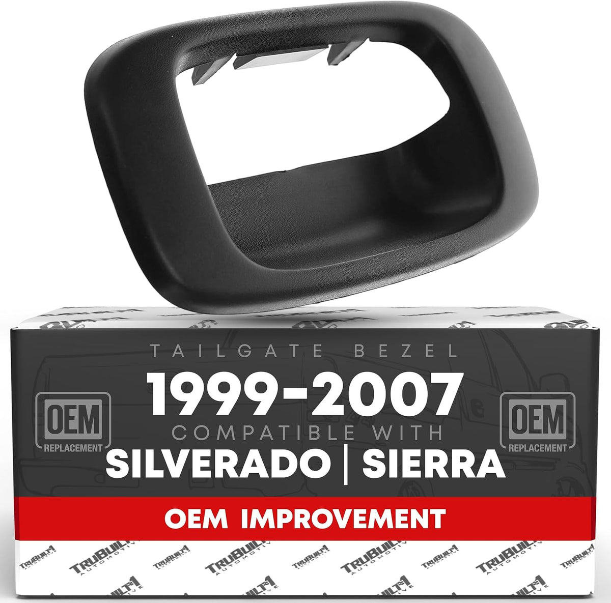 Tailgate Handle Bezel Trim - Compatible with 1999-2007 Chevrolet Silverado & GMC Sierra 1500, 2500 | 2001-2007 for the 3500 - Black - OEM 15228539
