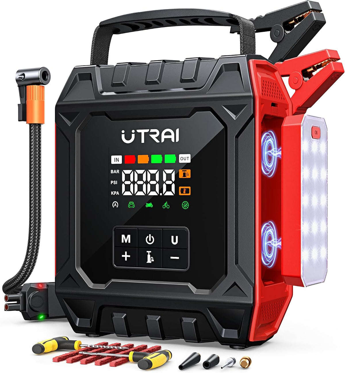 UTRAI 8000A Jump Starter with Air Compressor 160PSI for All Gas/12L Diesel