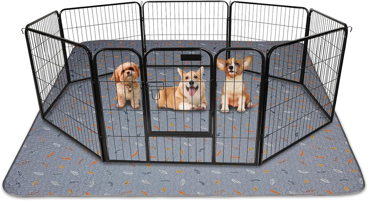 Sunheir Washable Pee Pads for Dogs, Reusable Puppy Pads for Dog Playpen 2PC | Thick Super Absorbent, Leak-Proof & Non-Slip, Waterproof Dog Pads for Puppy Playpen, Crate, Whelping Box, Potty Training Grey