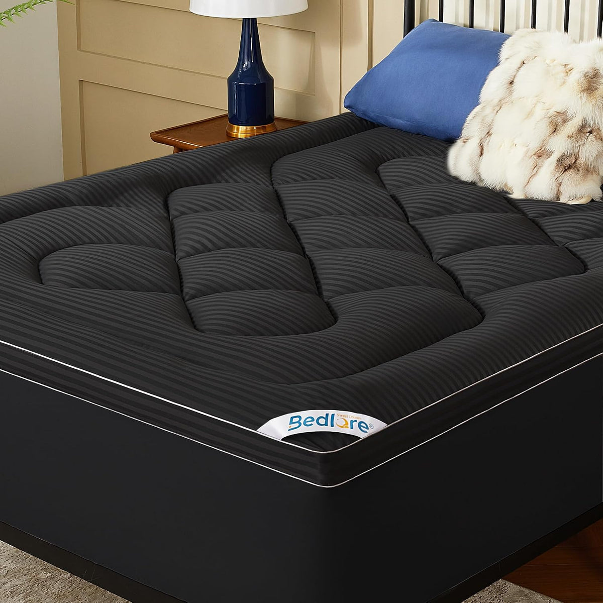 BEDLORE Queen Mattress Topper, Thick Pillow Top Bed Cover Soft Mattress Pad