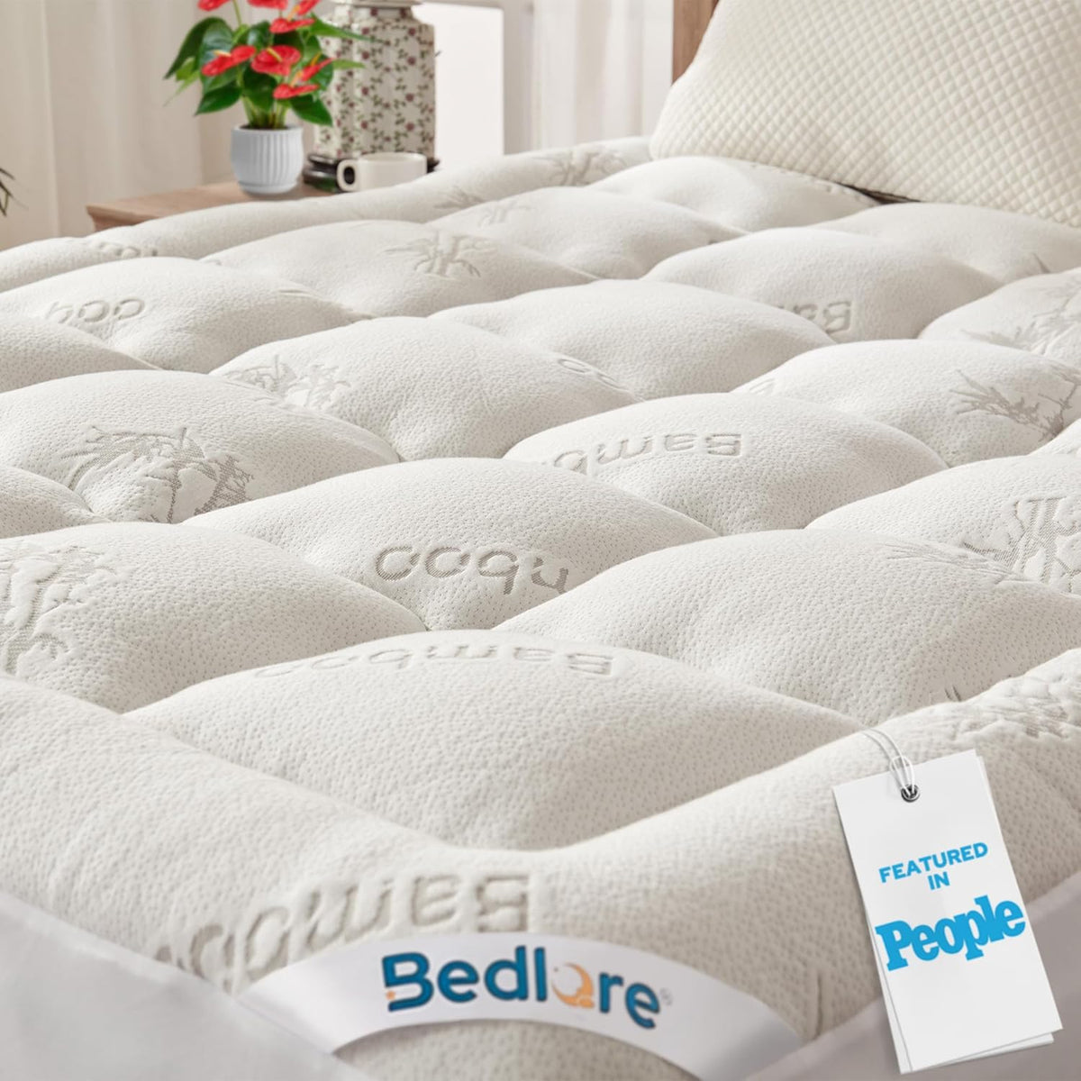BEDLORE Queen Mattress Topper , Thick Pillow Top Mattress Pad