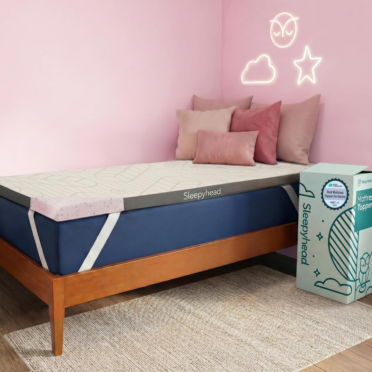 Sleepyhead Twin XL Mattress Topper 2 Inch for College Dorm, Cooling Gel Memory Foam, Pressure Relief, Removable Washable Cover, CertiPUR-US Certified (XL Twin 2")