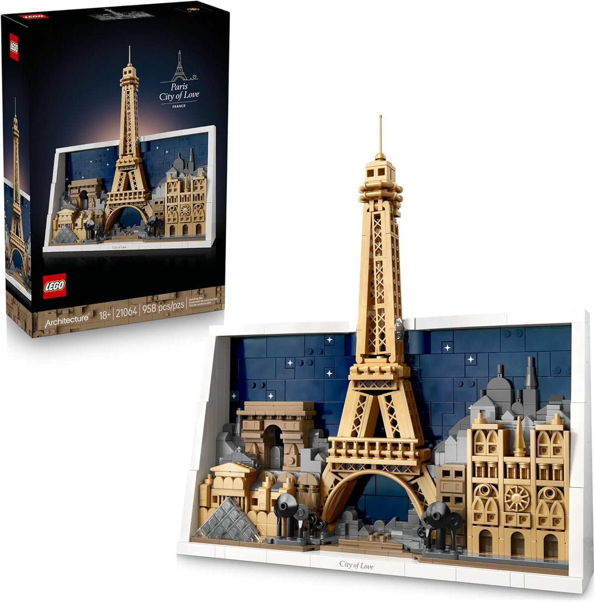 LEGO Architecture Paris – City of Love Building Set for Adults - Gift for Birthdays - Office or Bedroom Decor for Women & Men, Ages 18+ - W/Frame for Display - 21064