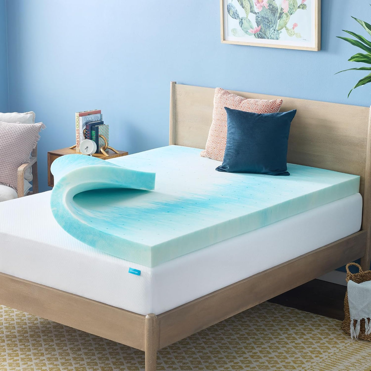 Linenspa Memory Foam Mattress Topper, Twin XL Size - 2 Inch Gel Infused Memory Foam - Plush Feel - Cooling and Pressure Relieving - CertiPUR Certified - Dorm Room Essentials