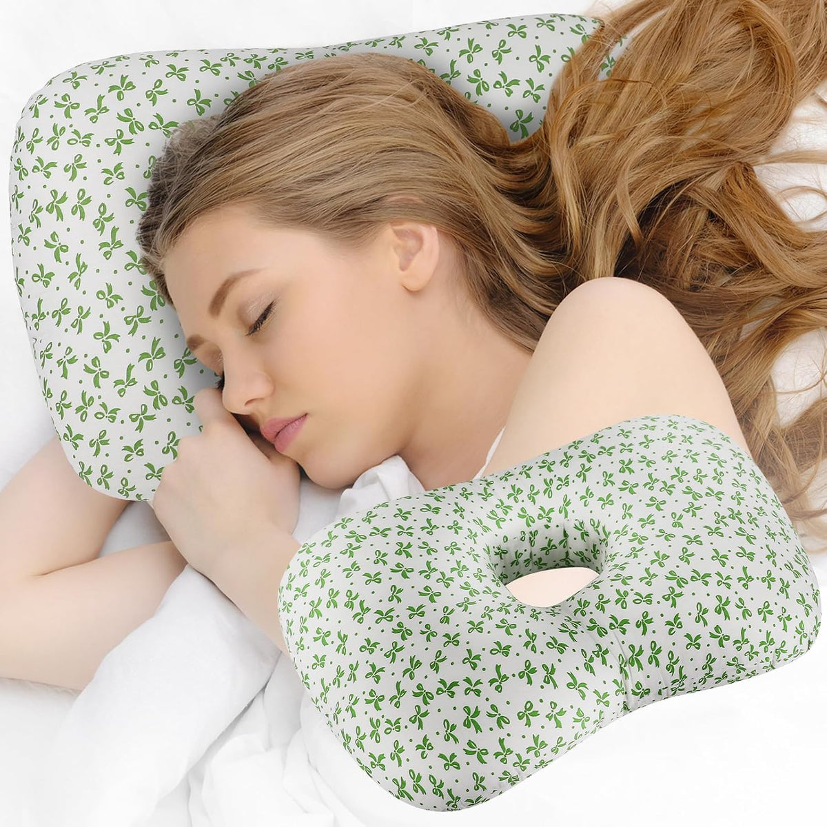 Ear Piercing Pillow, Ear Pillow with Ear Hole for Side Sleepers