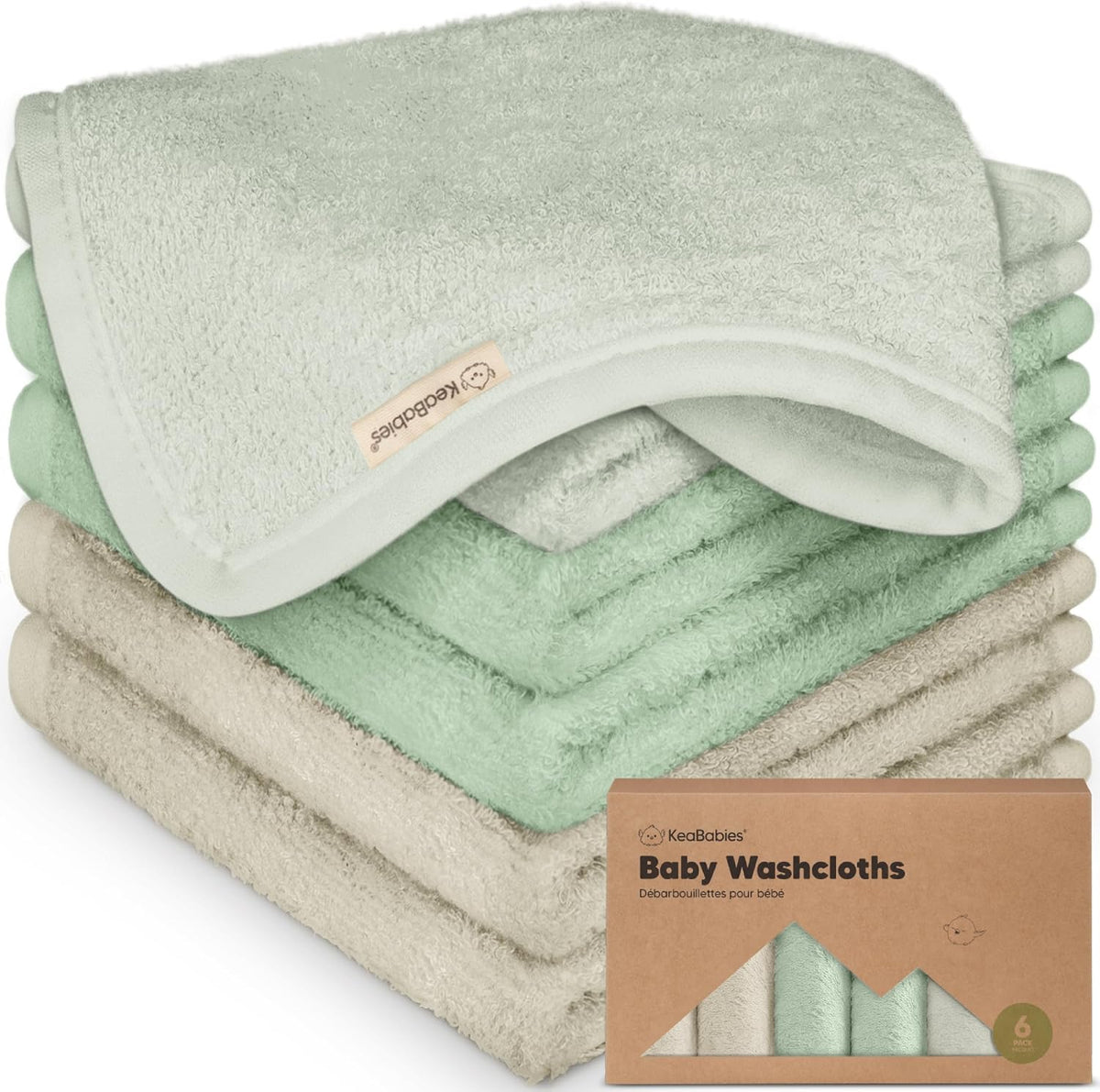 6-Pack Baby Washcloths, Soft Absorbent Washcloths for Face, Body (White)