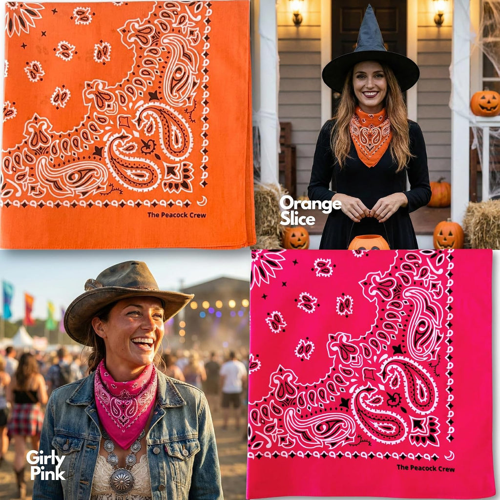 The Peacock Crew Premium Soft Cotton Bandanas Pack for Men and Women Paisley 22 x 22 inches