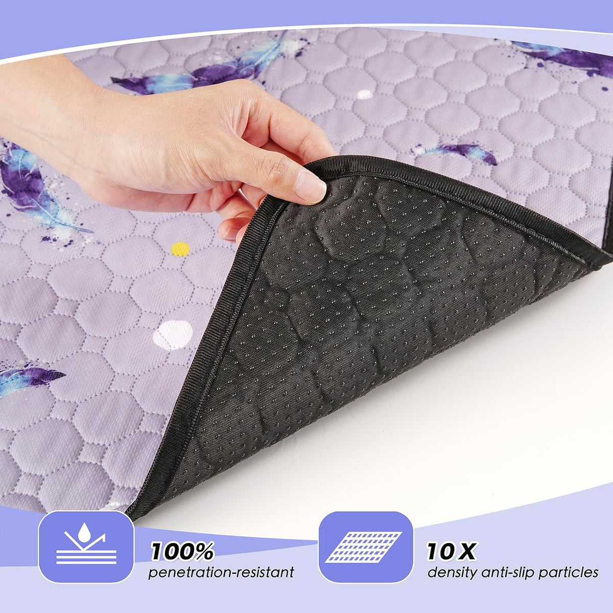 Washable Dog Pee Pads, Non-Slip Waterproof, 36 x 41 in, 2 Pack, Feather | Super absorbent, waterproof and non-slip; washable, reusable dog pads for crates, playpens, floors, furniture and travel