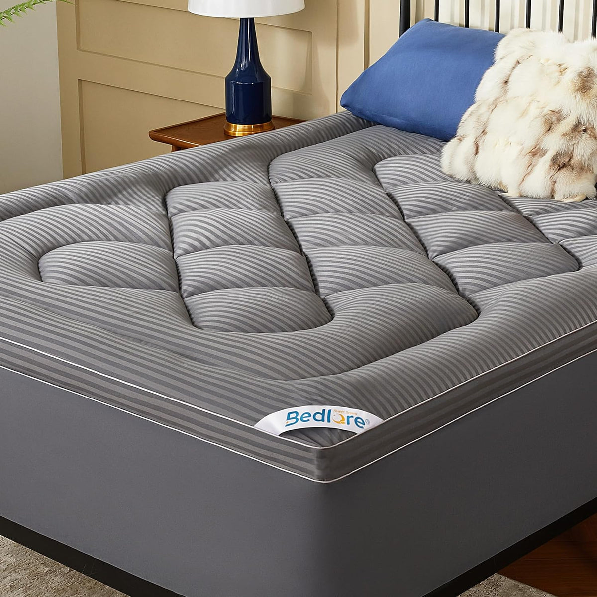 BEDLORE Queen Mattress Topper, Thick Pillow Top Bed Cover Soft Mattress Pad
