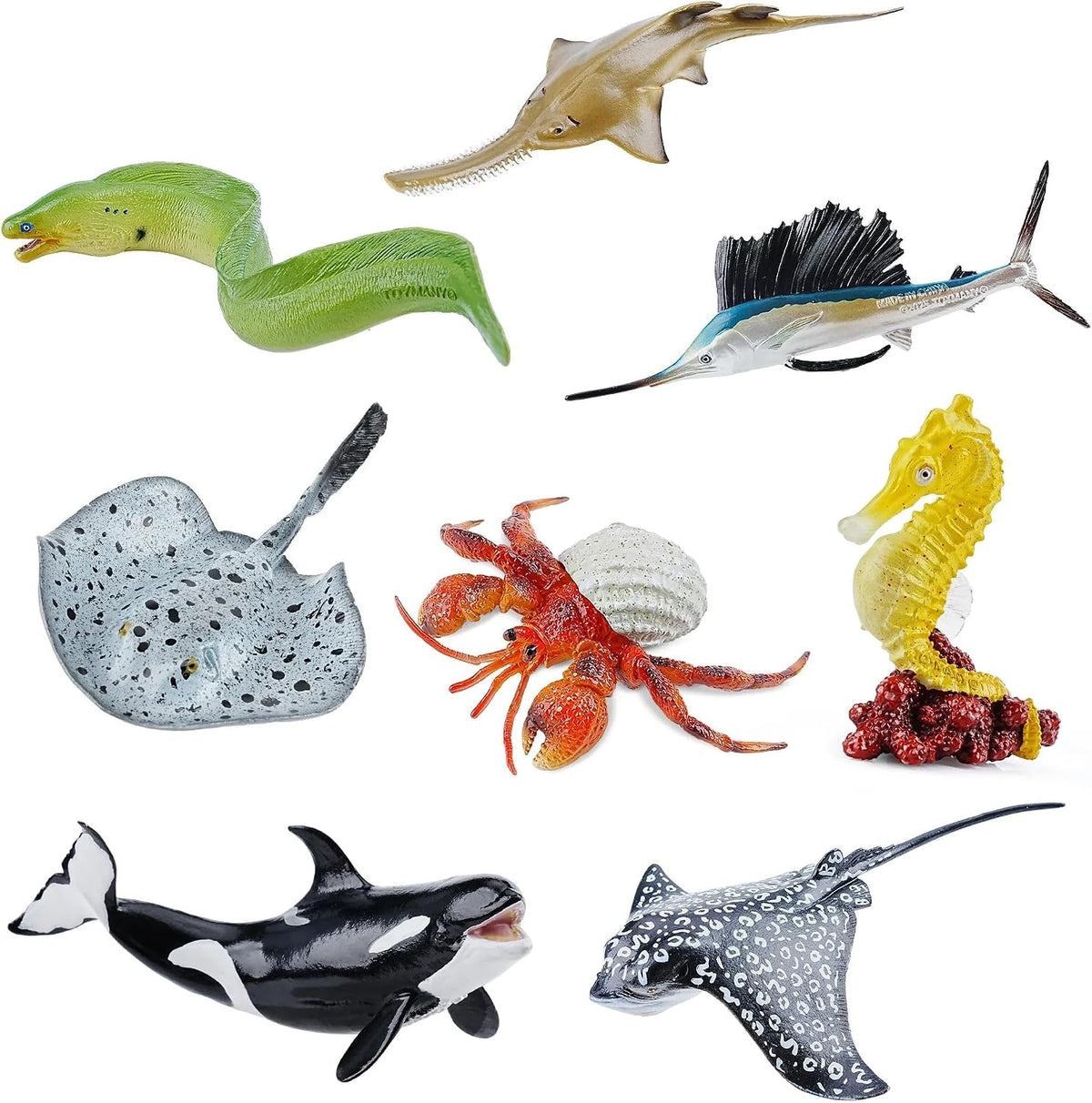 Toymany 6PCS 5-6" L Realistic Shark Bath Toy Figurines, Plastic Ocean Sea Animals Figures Set Includes Great White Shark Cake Toppers Christmas Birthday Gift for Kids Toddlers