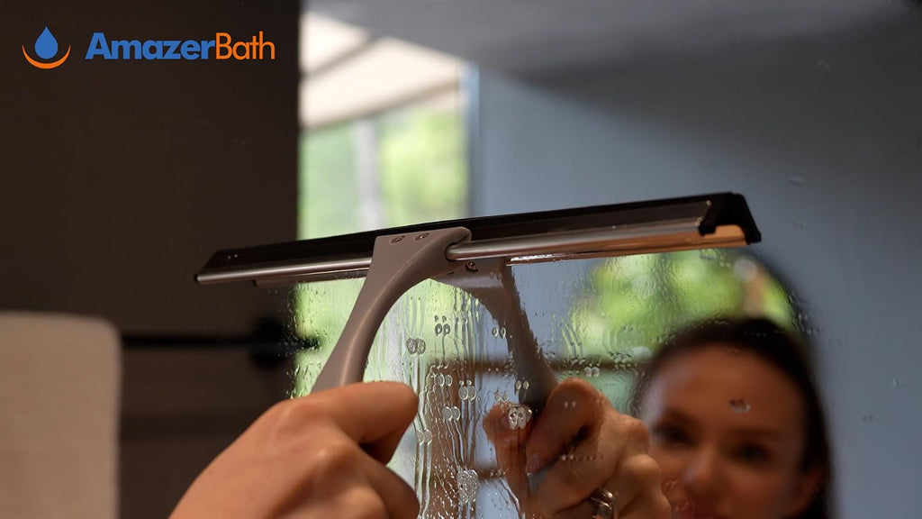AmazerBath Squeegee for Shower Glass Door, All-Purpose Squeegee with Hook for Shower Doors, Windows, Mirrors, Tiles and Car Glass, 10 Inches