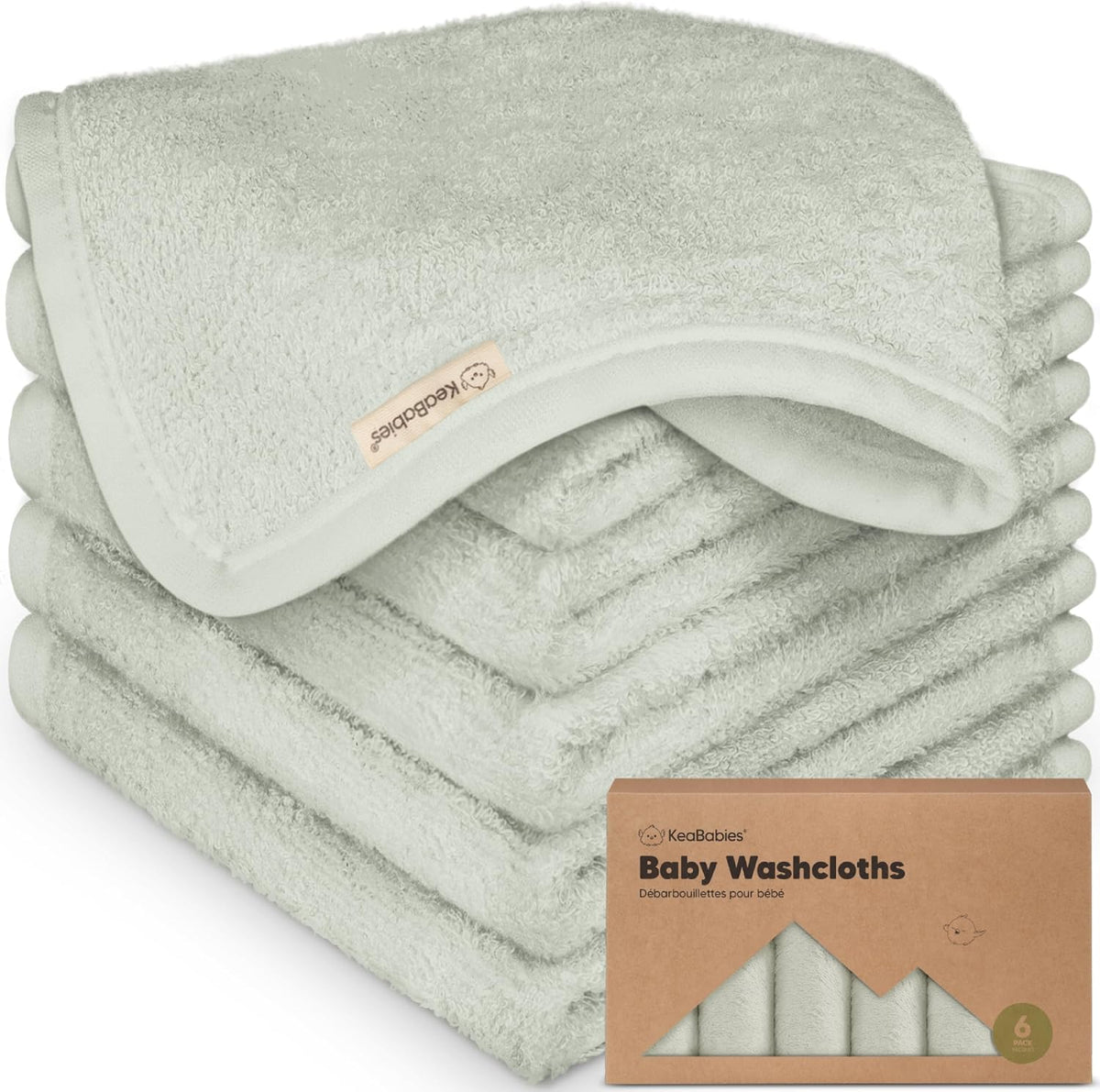 6-Pack Baby Washcloths, Soft Absorbent Washcloths for Face, Body (White)
