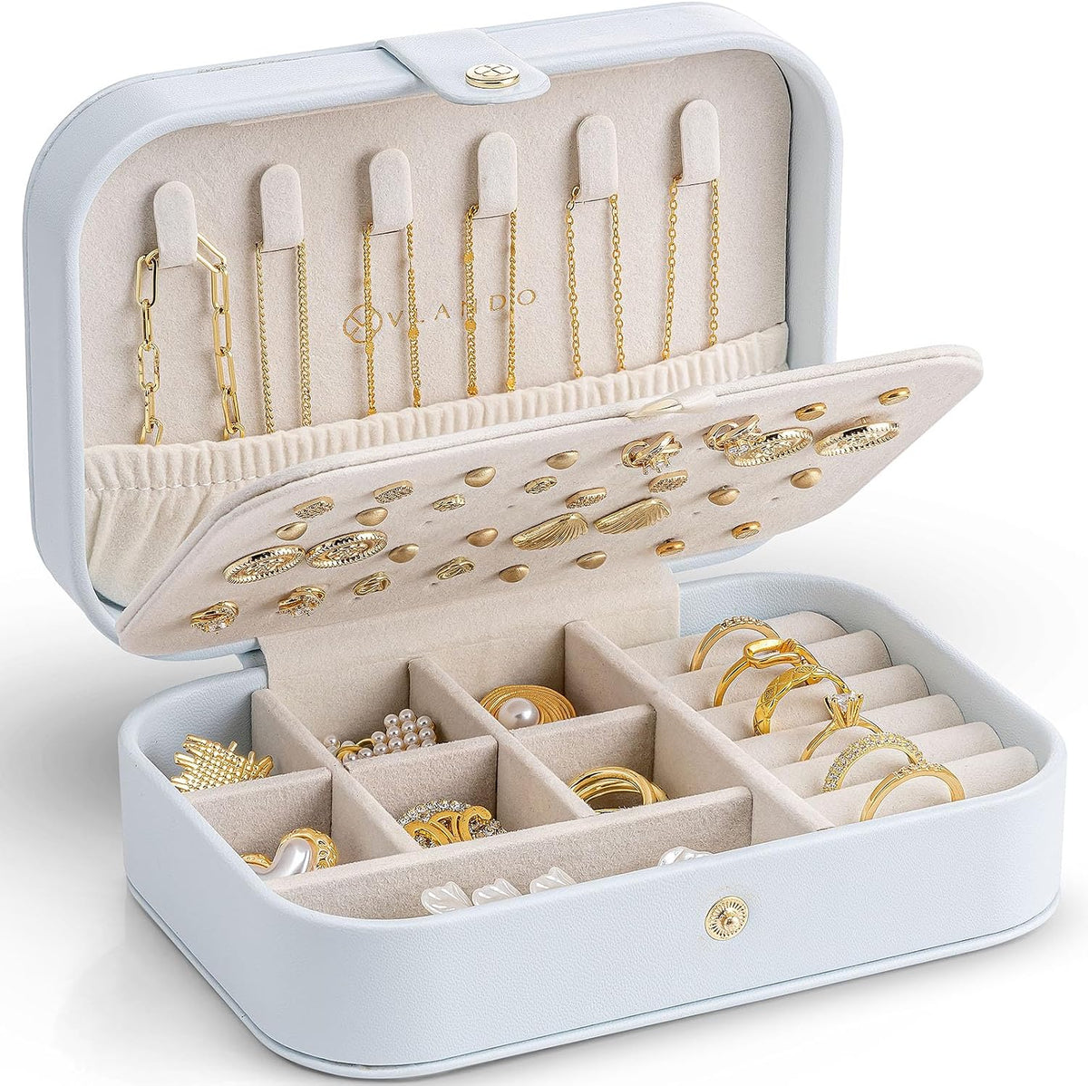 VLANDO Travel Jewelry Case, Portable Jewelry Earring Box Organizer