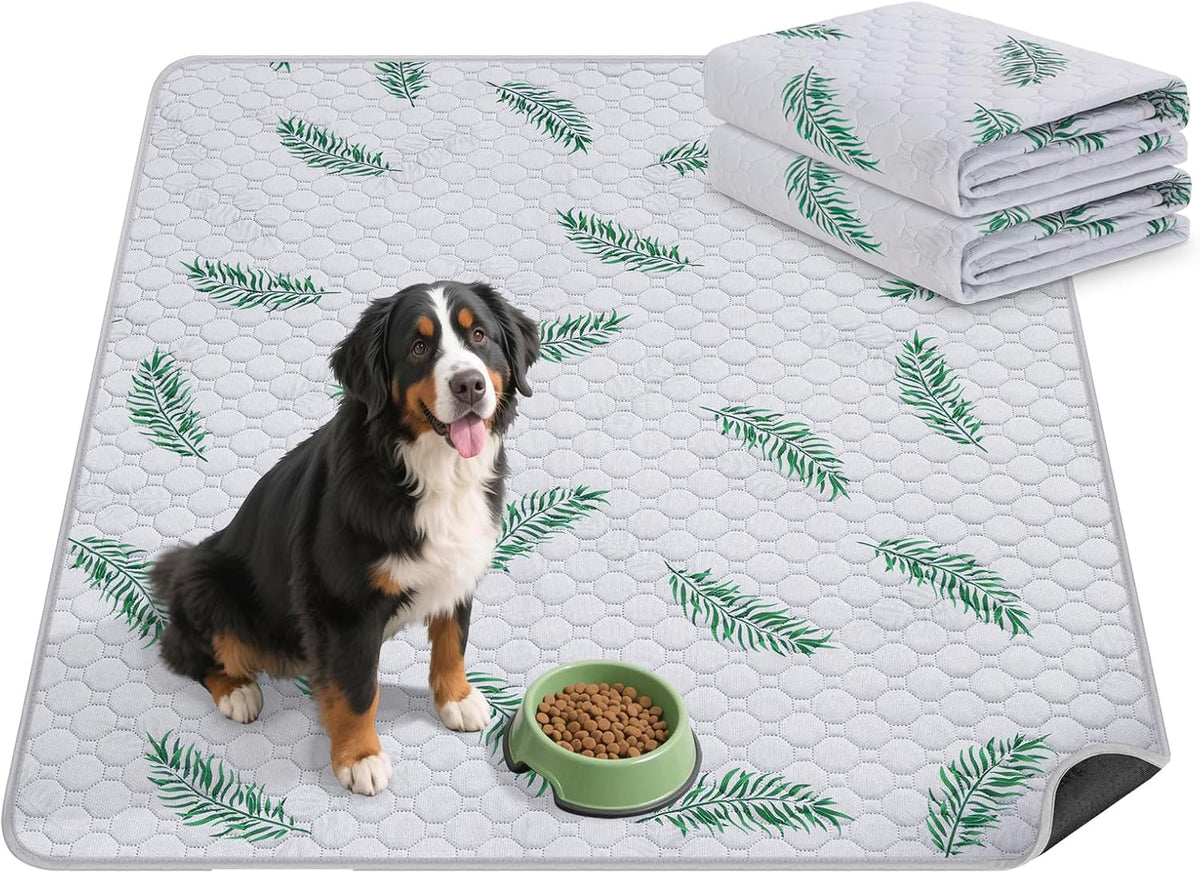 Washable Dog Pee Pads, Non-Slip Waterproof, 36 x 41 in, 2 Pack, Feather | Super absorbent, waterproof and non-slip; washable, reusable dog pads for crates, playpens, floors, furniture and travel