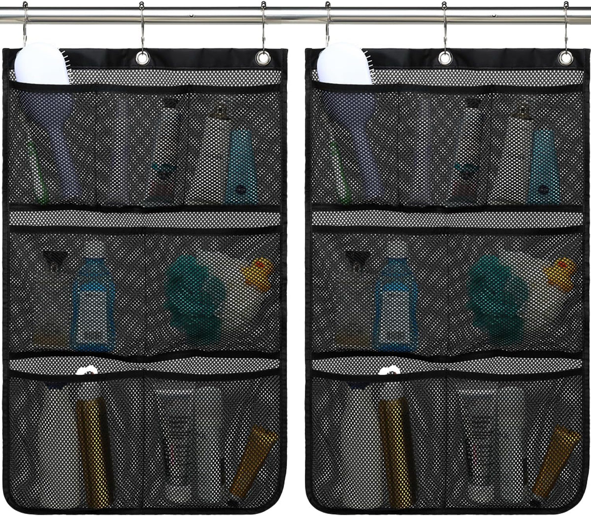 Fammart Mesh Shower Caddy Portable for College Dorm Room Essentials, Odorless Polyester Large Shower Tote Bag with Dual Handles, 8-Pocket Quick-Dry Toiletry Organizer for Travel, Beach, Camping, Gym