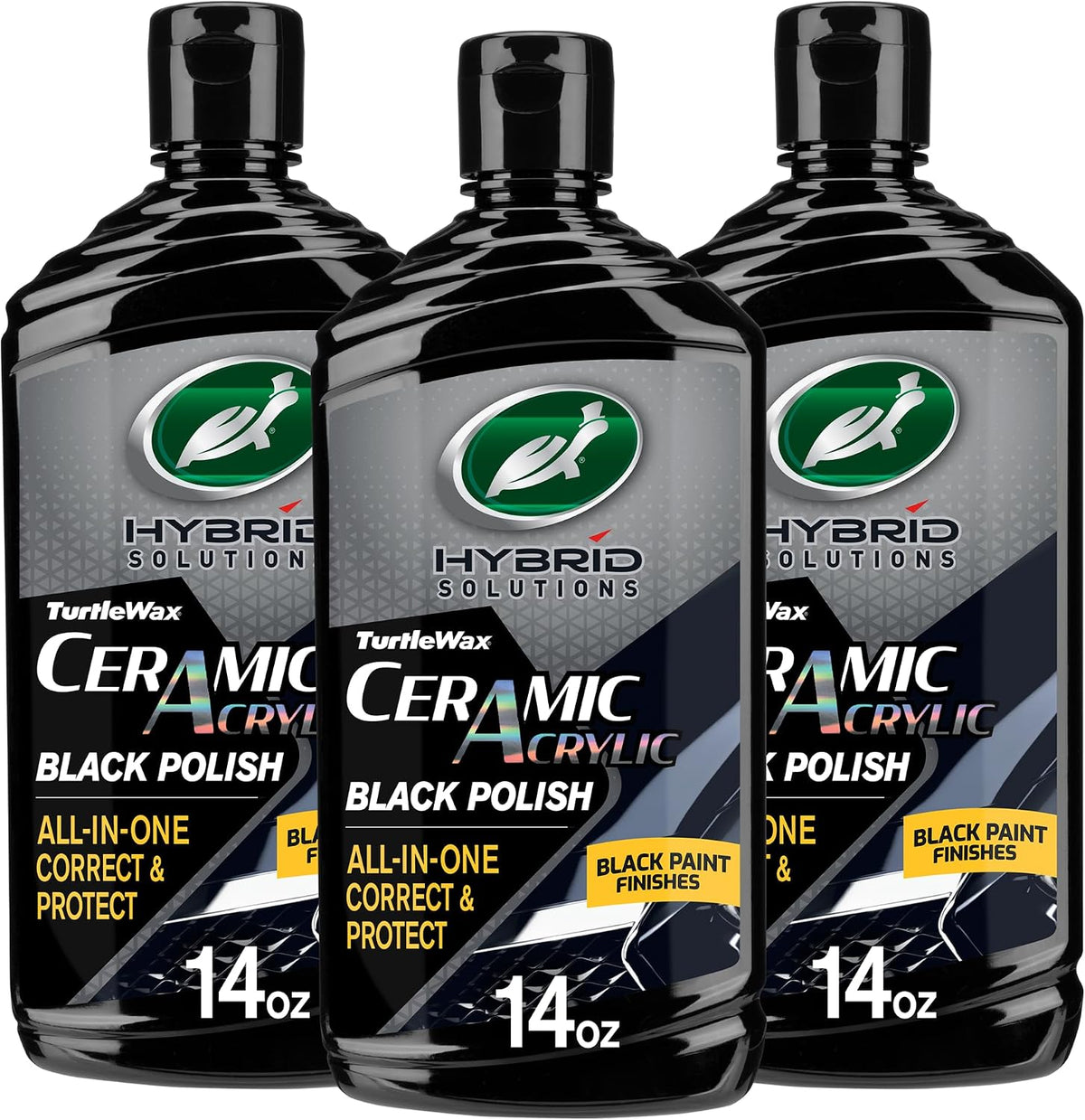 Turtle Wax Hybrid Solutions Ceramic Black Car Polish & Wax, 14 oz. (1 Pack)