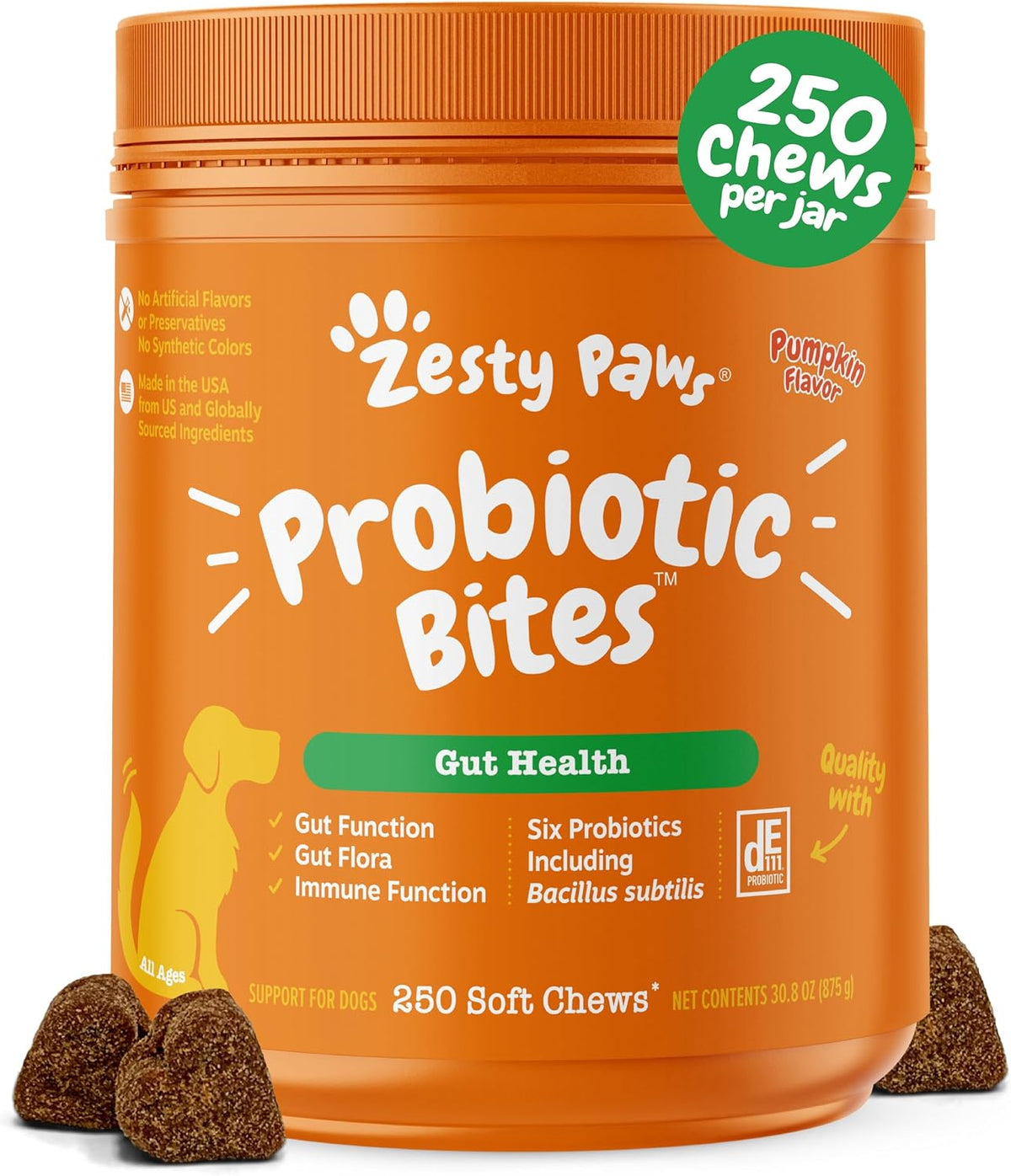 Zesty Paws Probiotics for Dogs - Gut Health for Dogs, Pumpkin, 90 Ct