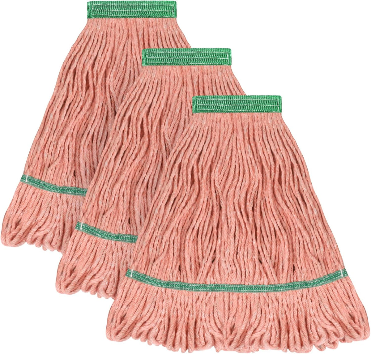 Matthew Cleaning Heavy Duty Mop Head Commercial Replacement for General and Floor Cleaning , Wet Industrial Blue Cotton Looped End String Head Refill (Pack of 3) Blue