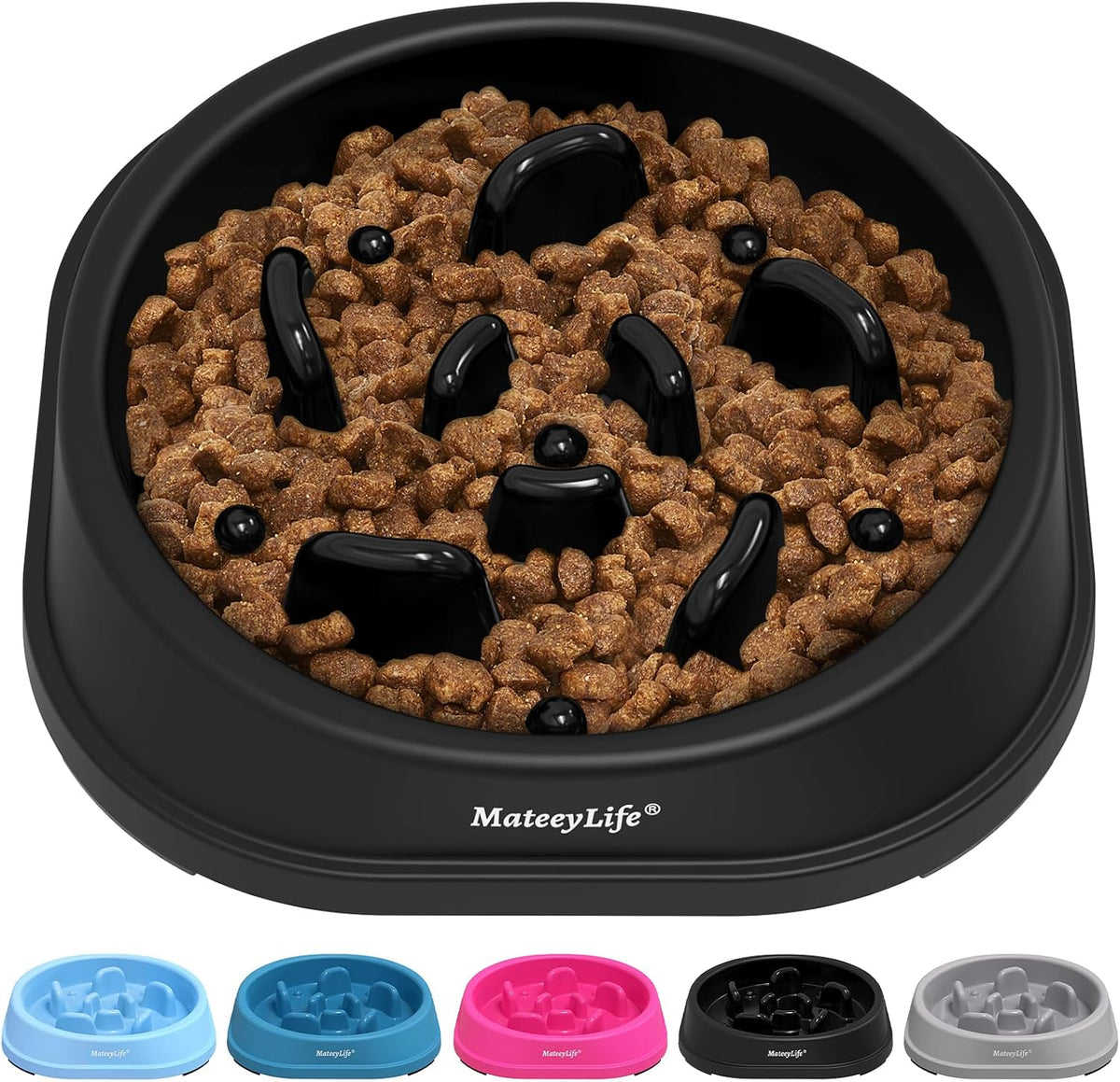 MateeyLife 2-Pack Slow Feeder Dog Bowls, 2 Cups, Dog Puzzle Feeder Bowl | Food-contact safe, dishwasher safe, non-slip base, maze design, for fast eaters, for dogs and cats, daily mealtimes