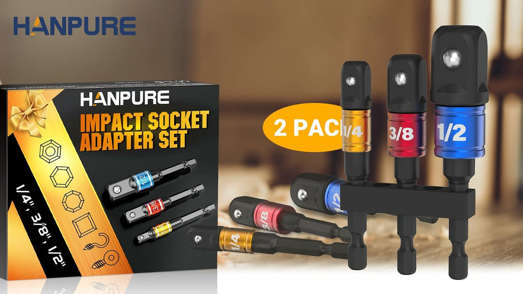 Impact Socket Adapter Set for Drill Tools for Men Gadgets 1/4" 3/8" 1/2"