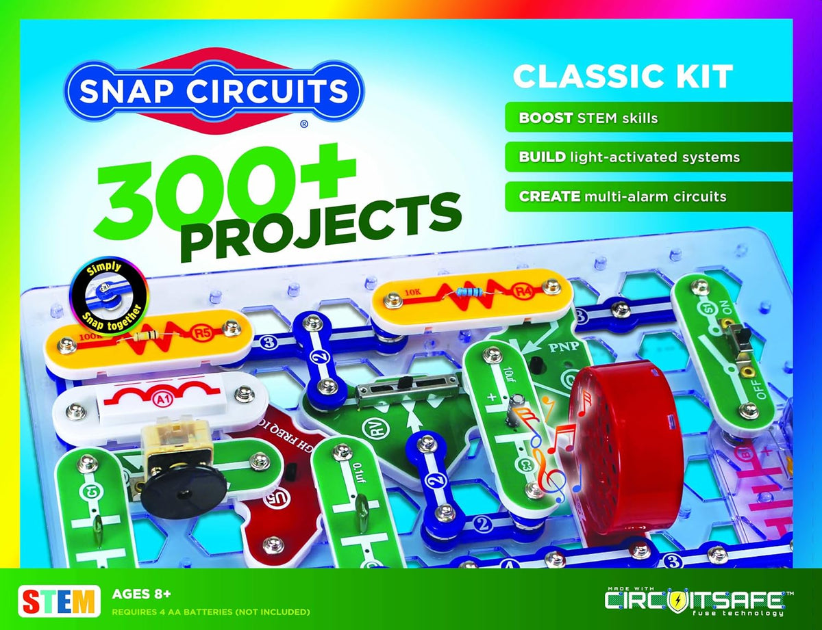 Snap Circuits Jr. SC-100 Electronics Exploration Kit, Over 100 Projects, Full Color Project Manual, 28 Parts, STEM Educational Toy for Kids 8 +