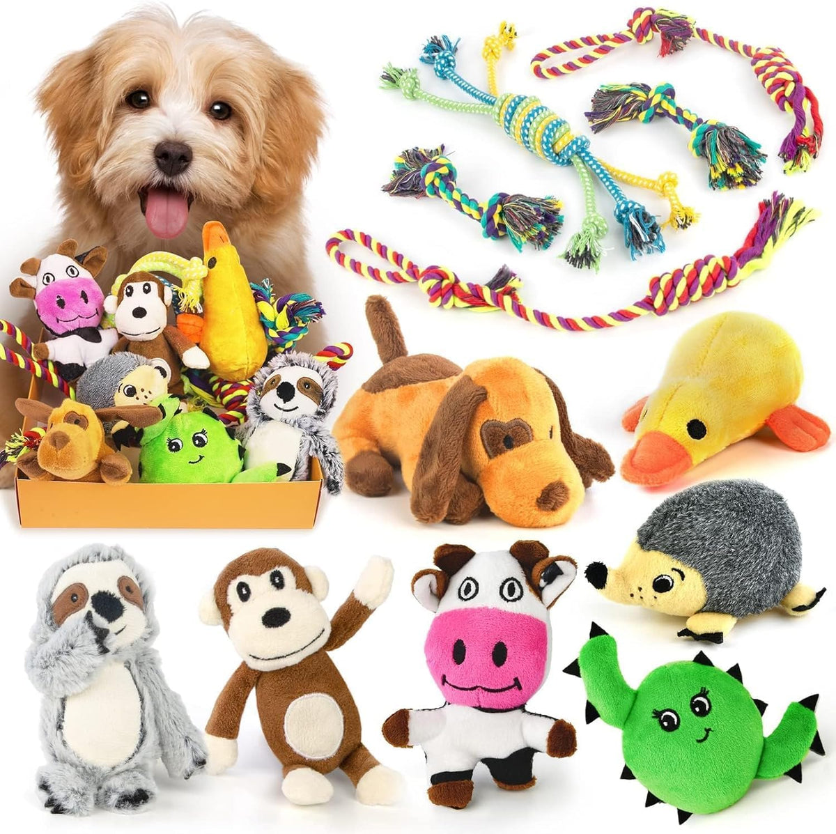 LEGEND SANDY Tough Dog Toys, Stuffed Chew Large Dog Toys to Keep Them Busy, Interactive Squeaky Tug of War Doggie Toy, Crinkle Blue Octopus | Interactive Tug of War Puppy Toys, Crinkle Stuffed Octopus for Small Medium and Large Breeds, Birthday Gift for P