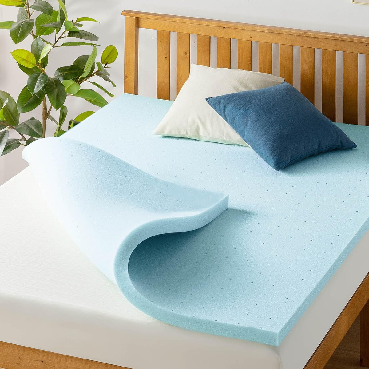 Best Price Mattress 3 Inch Ventilated Memory Foam Mattress Topper, Cooling Gel Infusion, CertiPUR-US Certified, Dorm Essentials, Queen