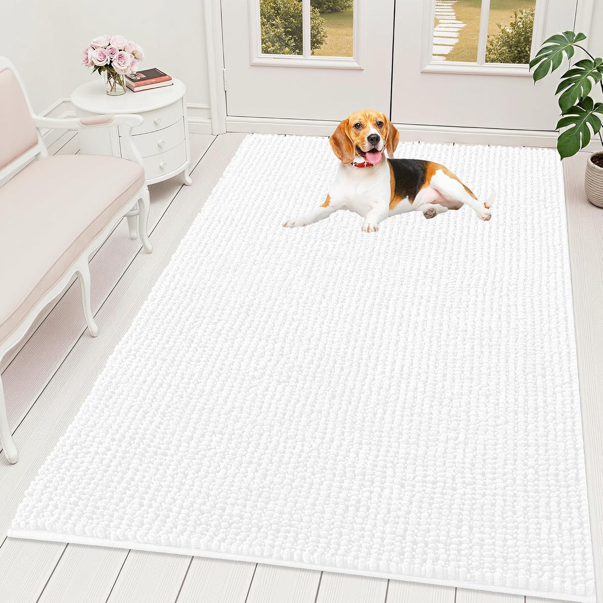 OLANLY Dog Door Mat for Muddy Paws 30x20, Extra Absorbent Chenille Mud Mat