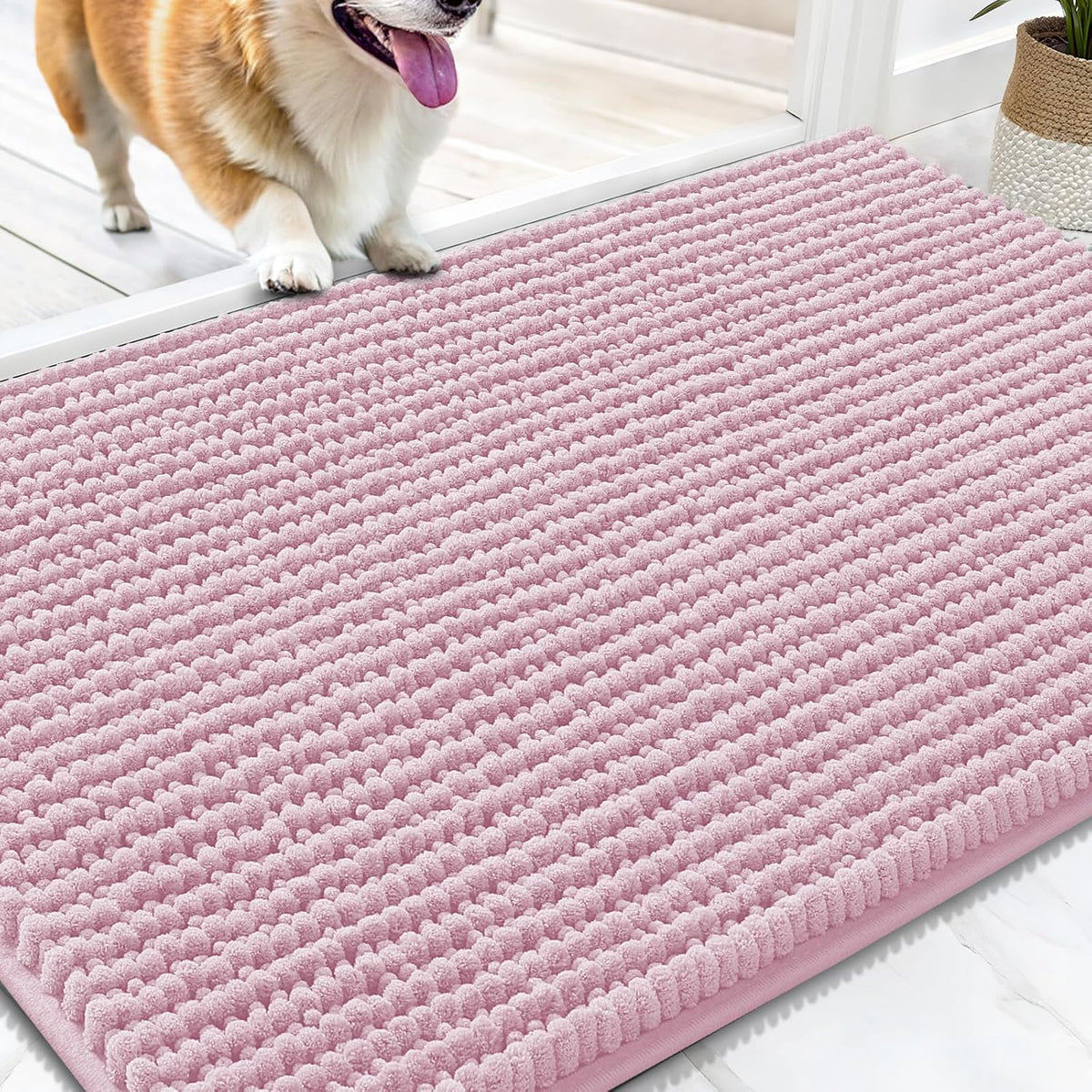 OLANLY Dog Door Mat for Muddy Paws 30x20, Extra Absorbent Chenille Mud Mat