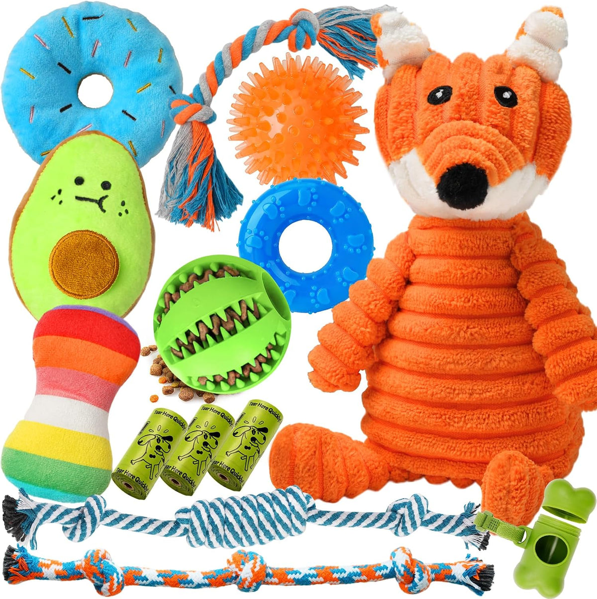 Zeaxuie 9 Pack Luxury Puppy Toys for Teething Small Dogs, Puppy Chew Toys with Cute Squeaky Dog Toys, Ball and More Rope Dog Chew Toys