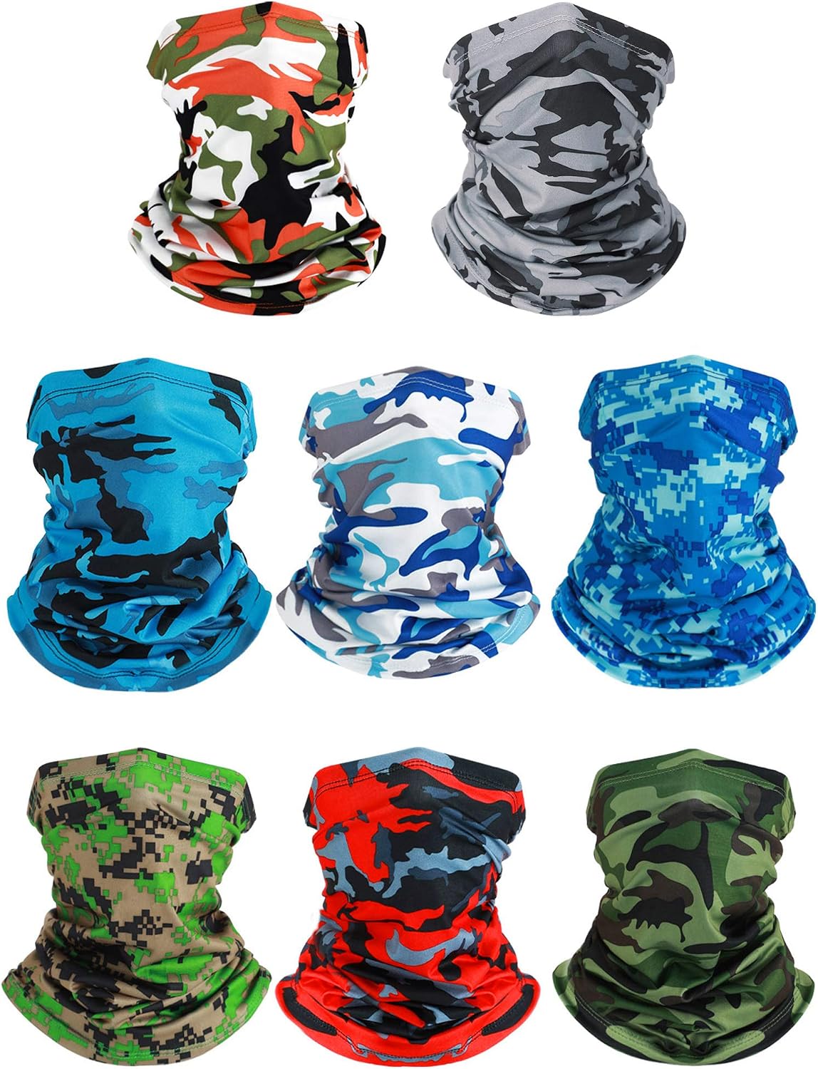 SATINIOR Summer Camo Neck Gaiter UV Protection Cooling Face Mask Sun Hood Bandanas for Men Women Sunscreen Breathable Bandana
