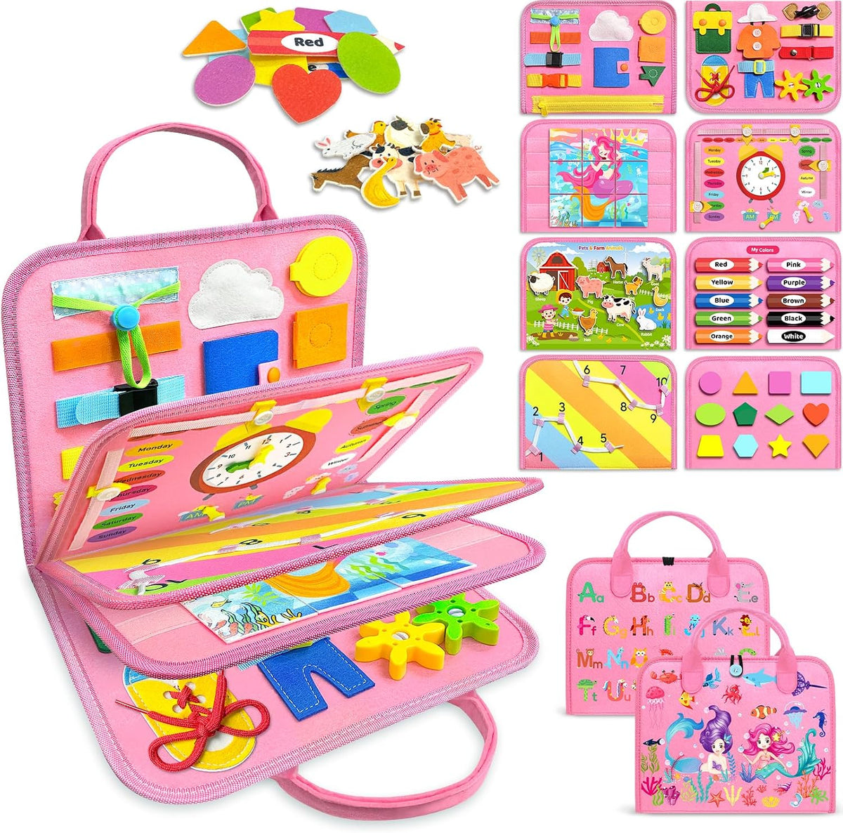 Gojmzo Busy Board Montessori Toys for Toddler Boy Girl Gifts Busy Book