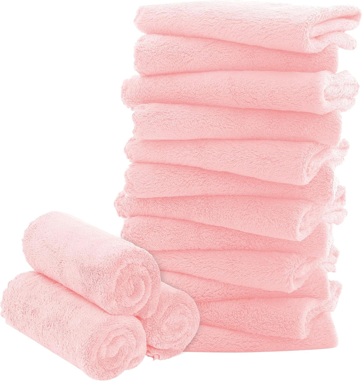 16 Pack Baby Washcloths - Luxury Multicolor Coral Fleece - Extra Absorbent and Soft Wash Clothes for Newborns, Infants and Toddlers - Suitable for Sensitive Skin and New Born - Baby Shower, 10x10 Inch