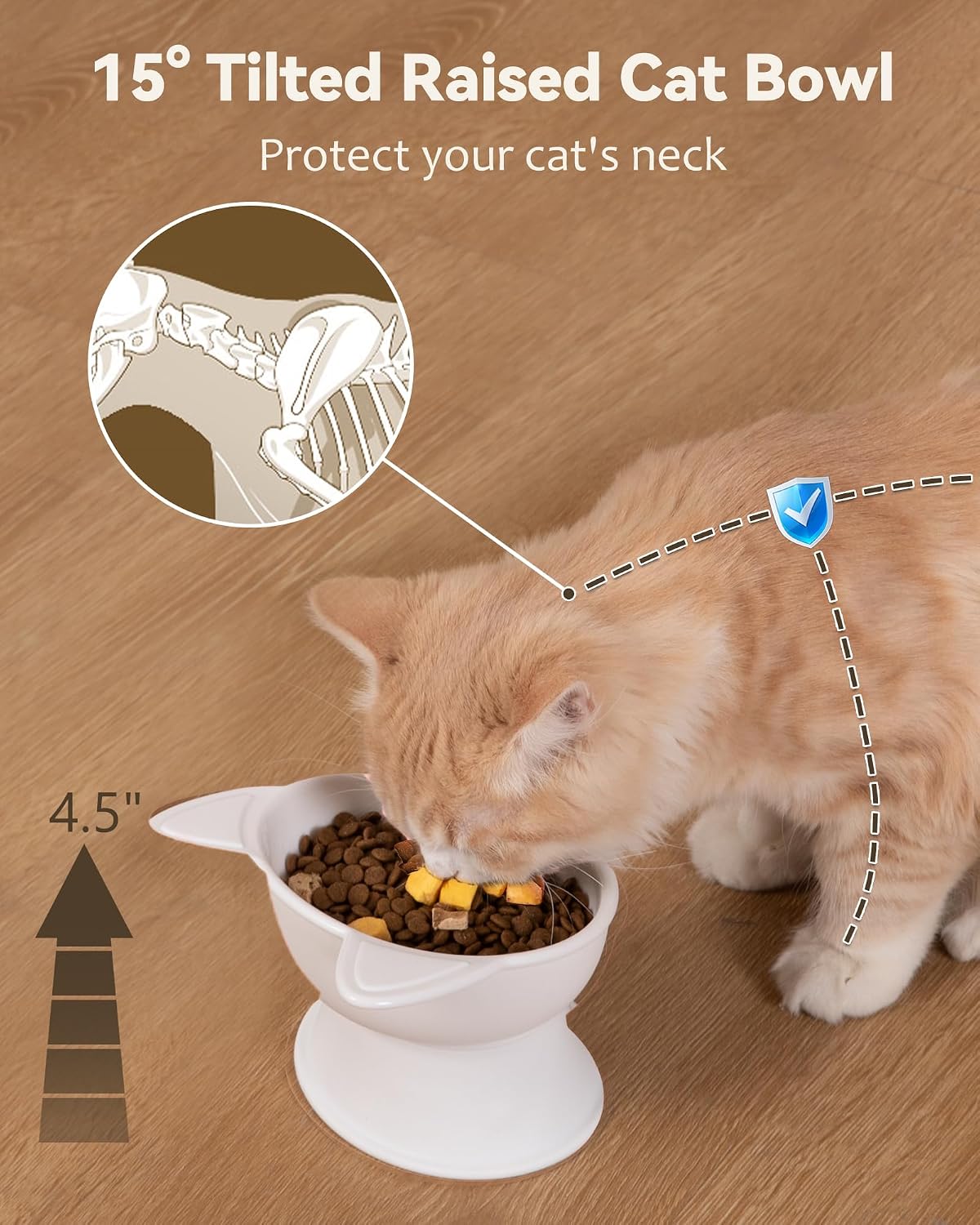 MateeyLife 2 Pack Elevated Cat Food Bowls for Indoor Cats & Kittens