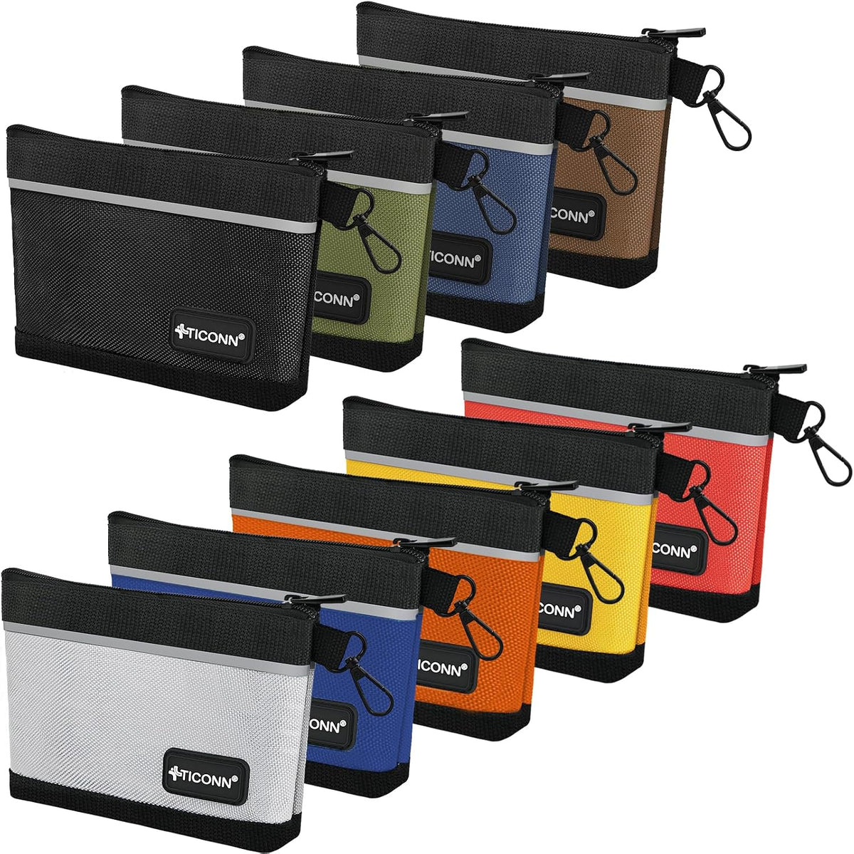 TICONN 6PK Tool Pouches with Zipper, Waterproof 1680D Oxford Small Tool Bag