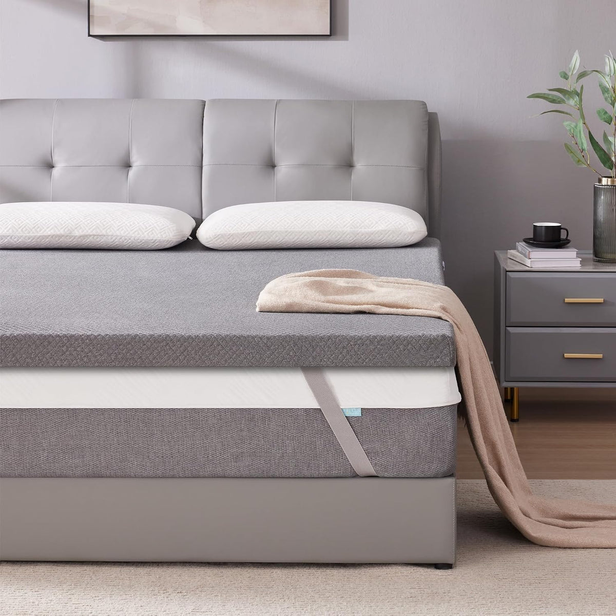 SINWEEK 3 Inch Gel Memory Foam Mattress Topper Full Size, Ventilated High Density Pad for Back Pain, Bed Topper with Removable Soft Cover, CertiPUR-US Certified