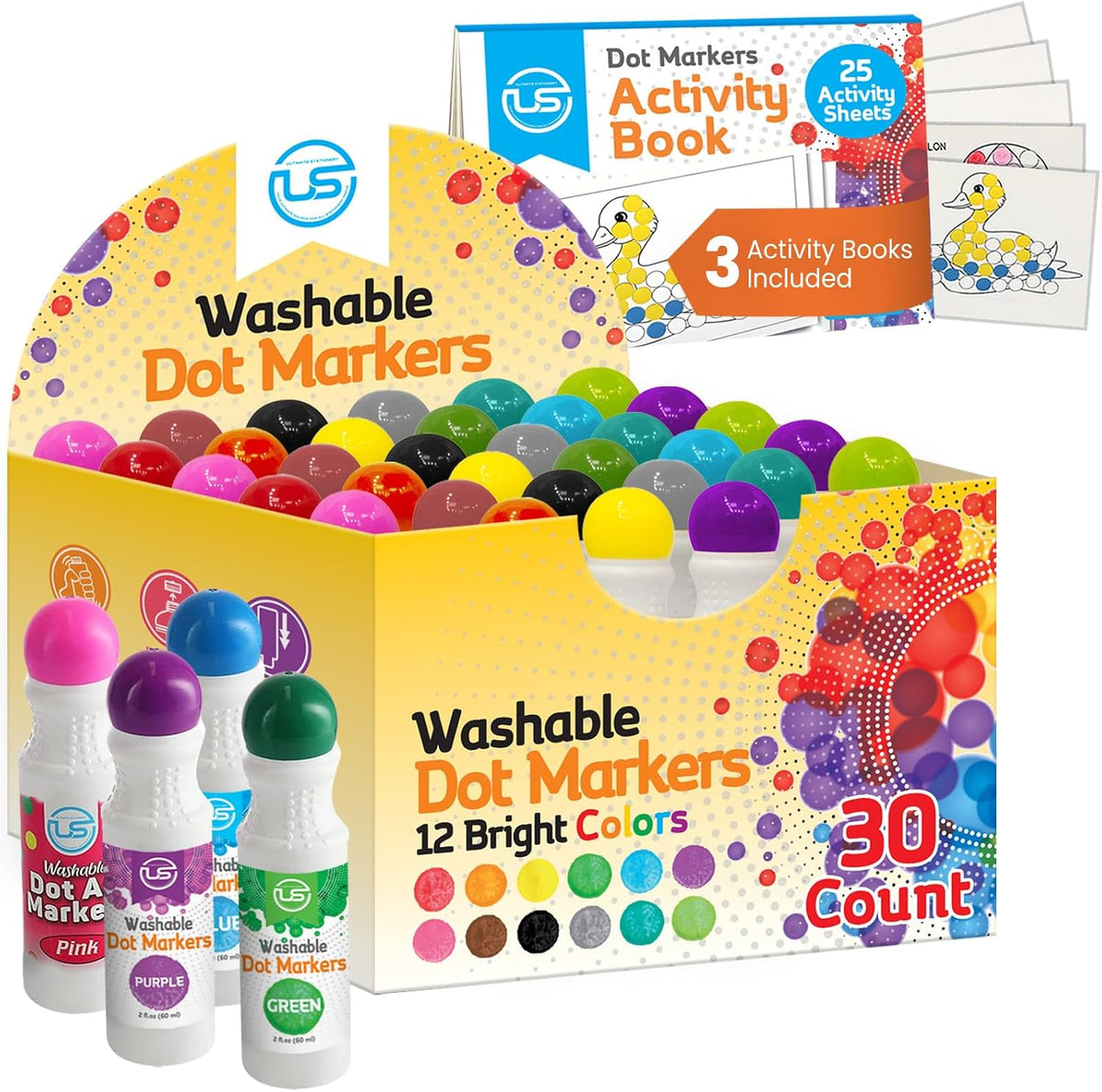 Dot Markers for Toddlers and Kids,6 Color Bingo Daubers, Dot Art Washable Paint for Kids, Bingo Markers, Toddler Arts and Crafts, Kindergarten Classroom Must Haves
