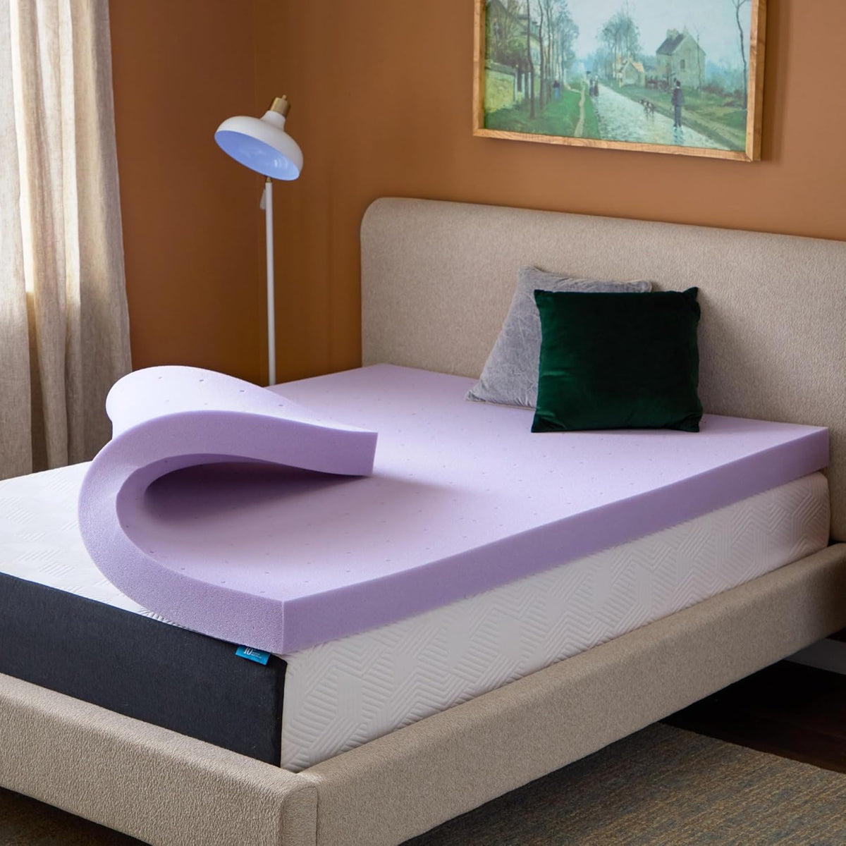 Lucid 4 Inch Memory Foam Mattress Topper, Twin XL Size – Cooling Gel Bed Topper – Preassure-Relieving Ultra Plush Feel – Ventilated Breathable Design – CertiPur Certified - Dorm Room Essentials