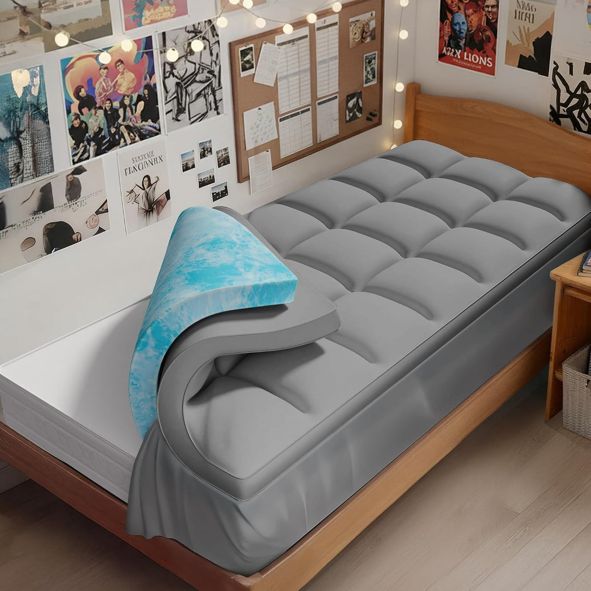 Queen Size Dual Layer 4 Inch Memory Foam Mattress Topper