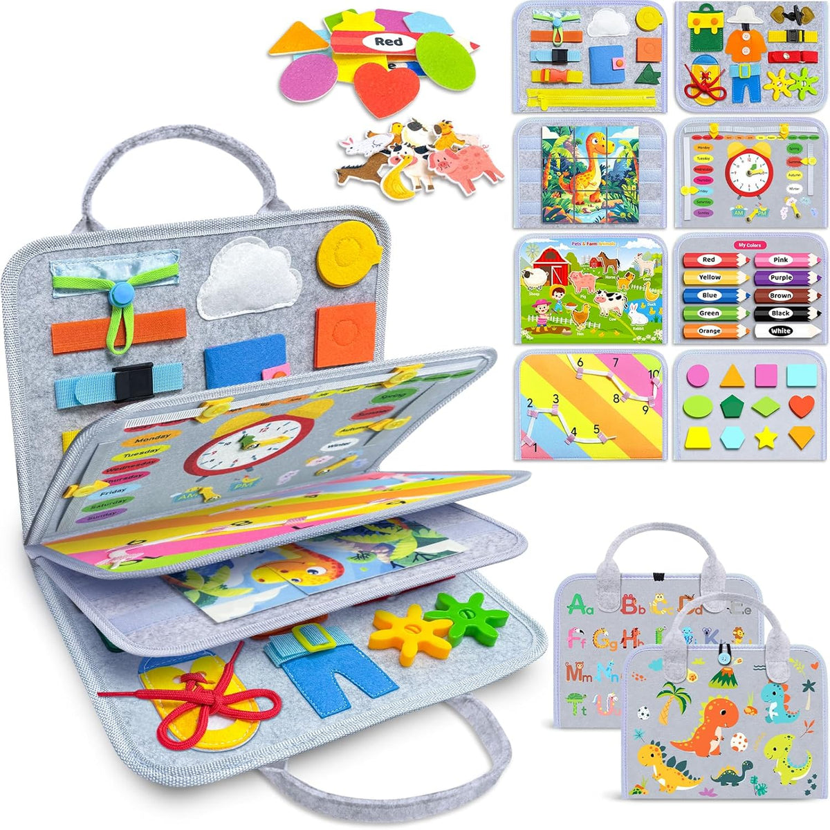 Gojmzo Busy Board Montessori Toys for Toddler Boy Girl Gifts Busy Book