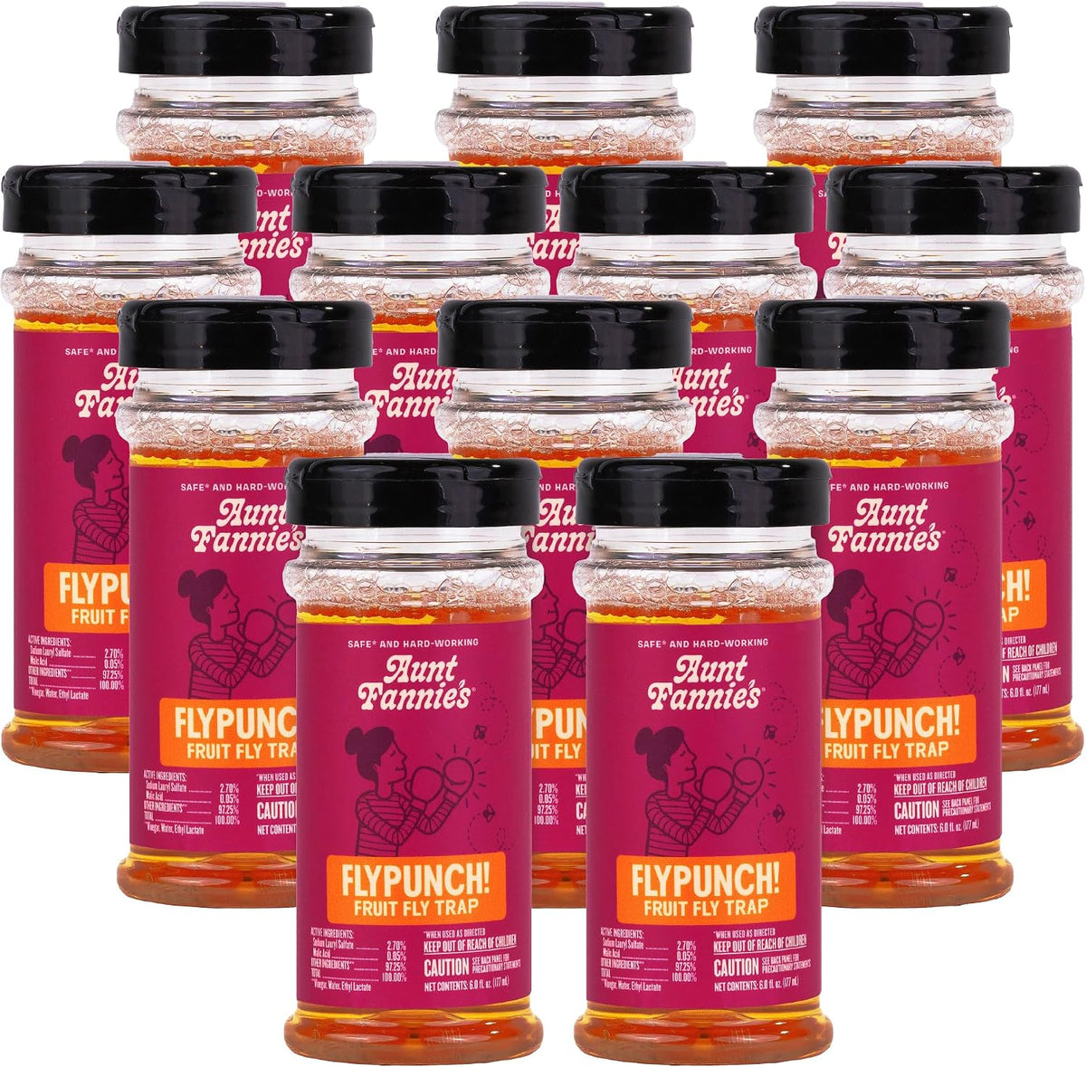 Aunt Fannie's FlyPunch Fruit Fly Trap, Indoor Kitchen Use, 6 oz, Pack of 2
