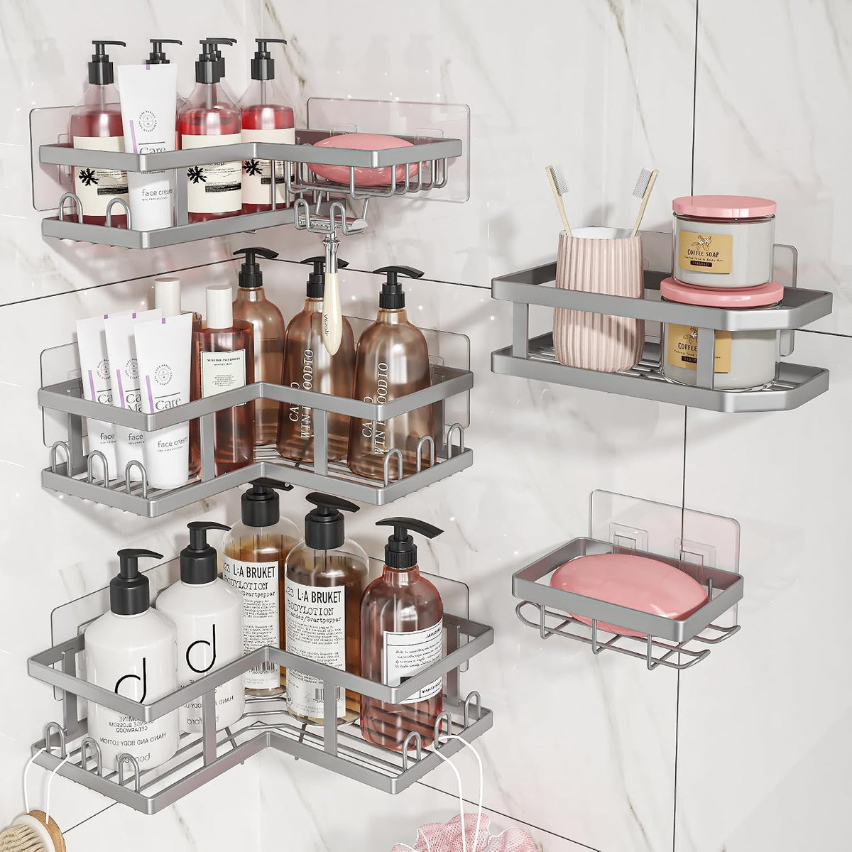 Youvip Shower Caddy Corner No Drilling-Adhesive, Shower Shelves-Rustproof