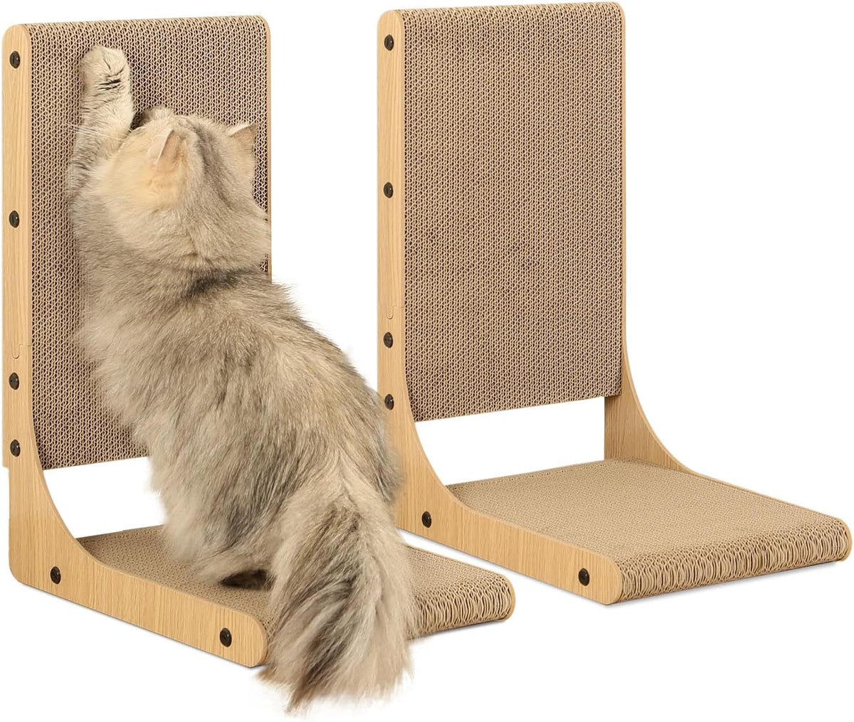 Zakkart 2-Pack L-Shaped Cat Scratching Board, Cardboard, 25.6" Tall (L)