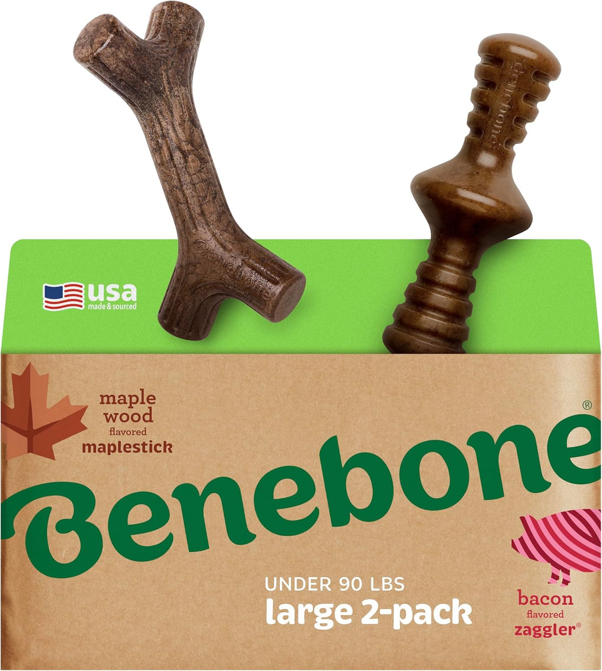 Benebone Small 4-Pack Dog Toys for Aggressive Chewers – Under 30 lbs | Durable, Multipack, Super Chewer, Made in USA, Dog Bones, Long-Lasting, A Size for Every Dog, Keeps Them Busy