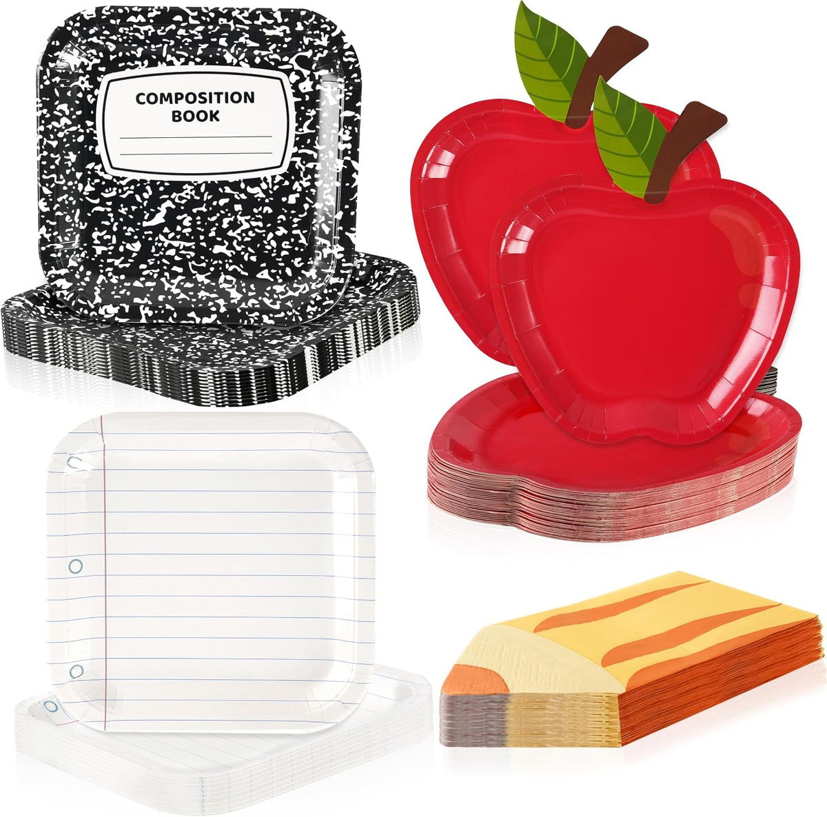 Back to School Decorations, First Day of School Apple Paper Plates Set