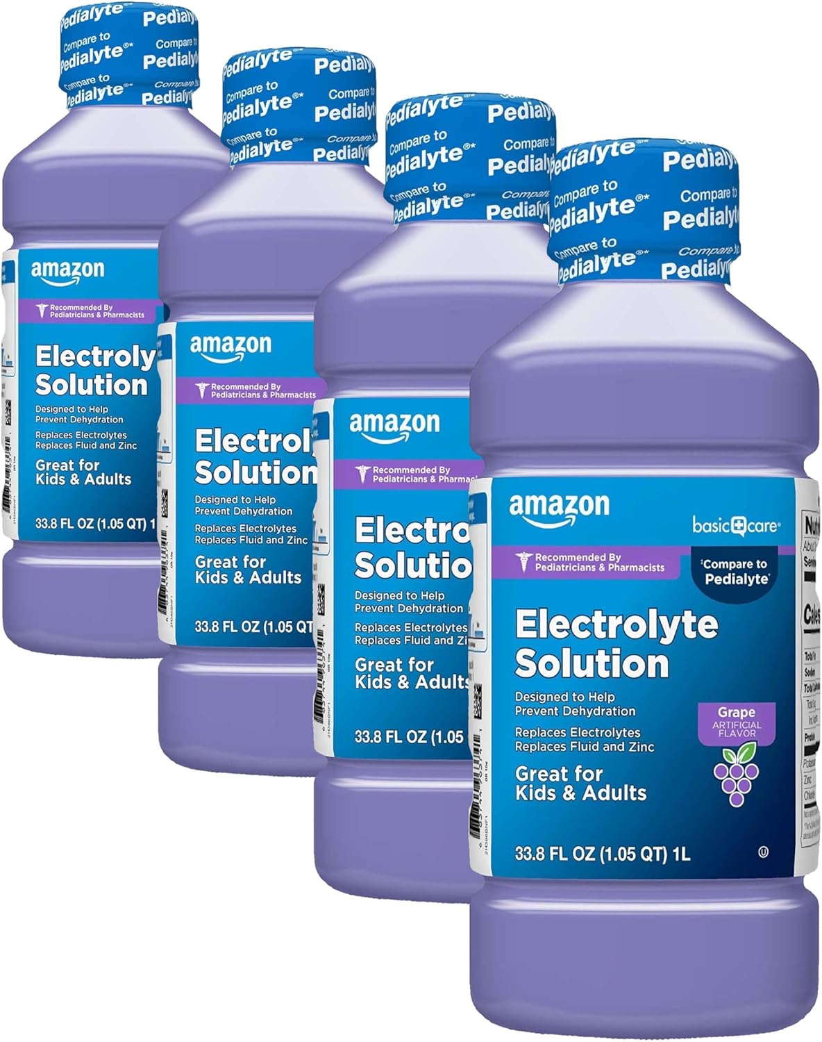 Amazon Basic Care Oral Electrolyte Solution with Zinc for Rehydration, Unflavored, No Artificial Flavors or Sweeteners, 33.8 fl oz (1-Pack)